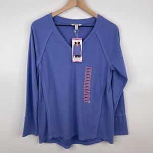 Wildfox Womens Top Size S Solid Blue Soft Fuzzy Long Sleeve V Neck NWT‎